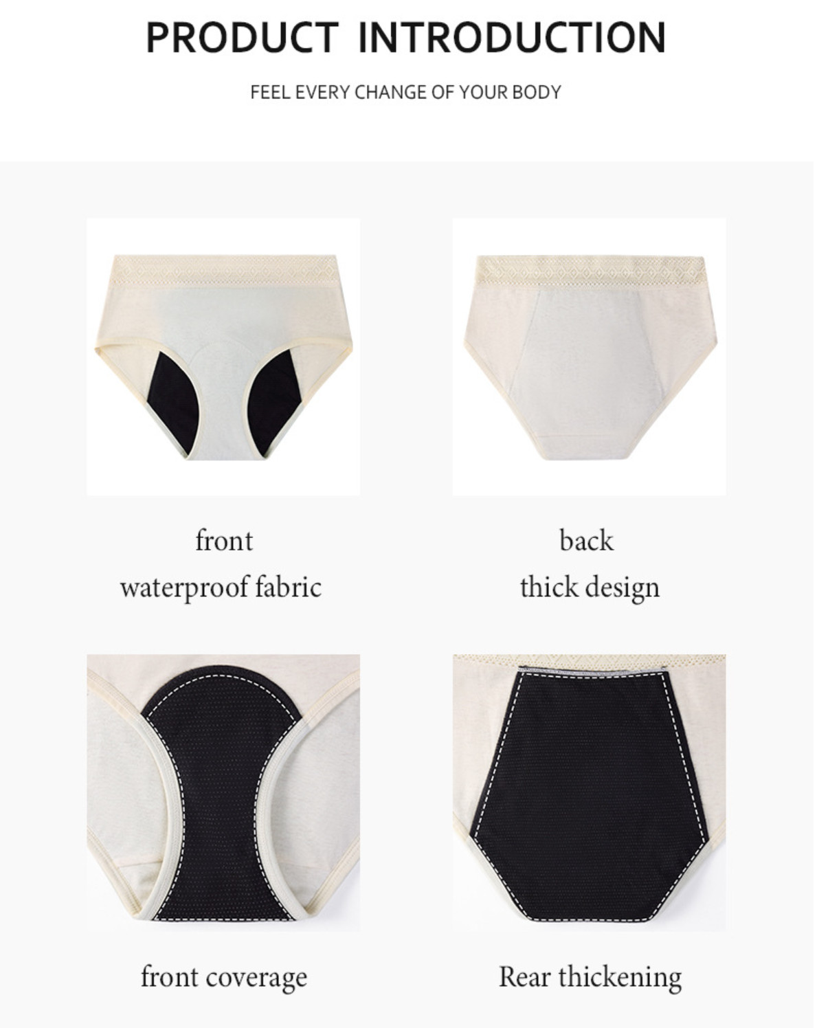 4x 5x 3xl Period Panties Underwear For Ladies Organic Cotton Mid Waist 4 Layers