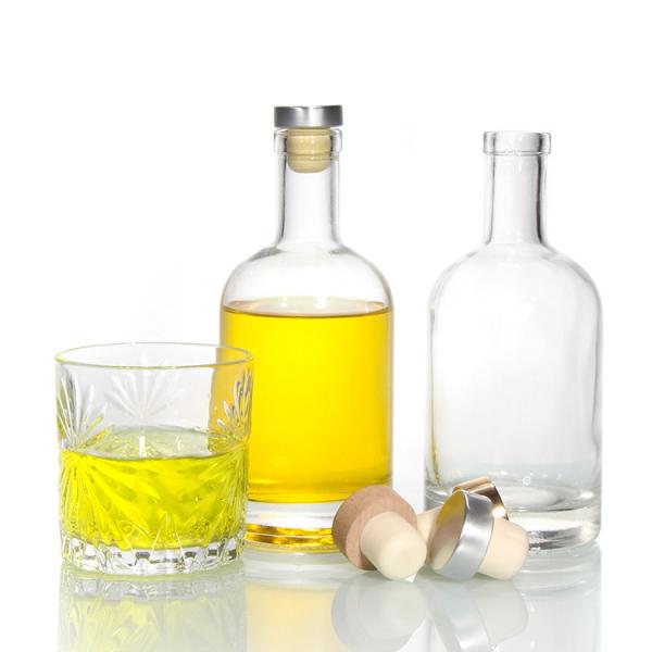 Low Price 750Ml Flint Bottle Liquor Oval Glass Bottle Clear Liquor Bottles For
