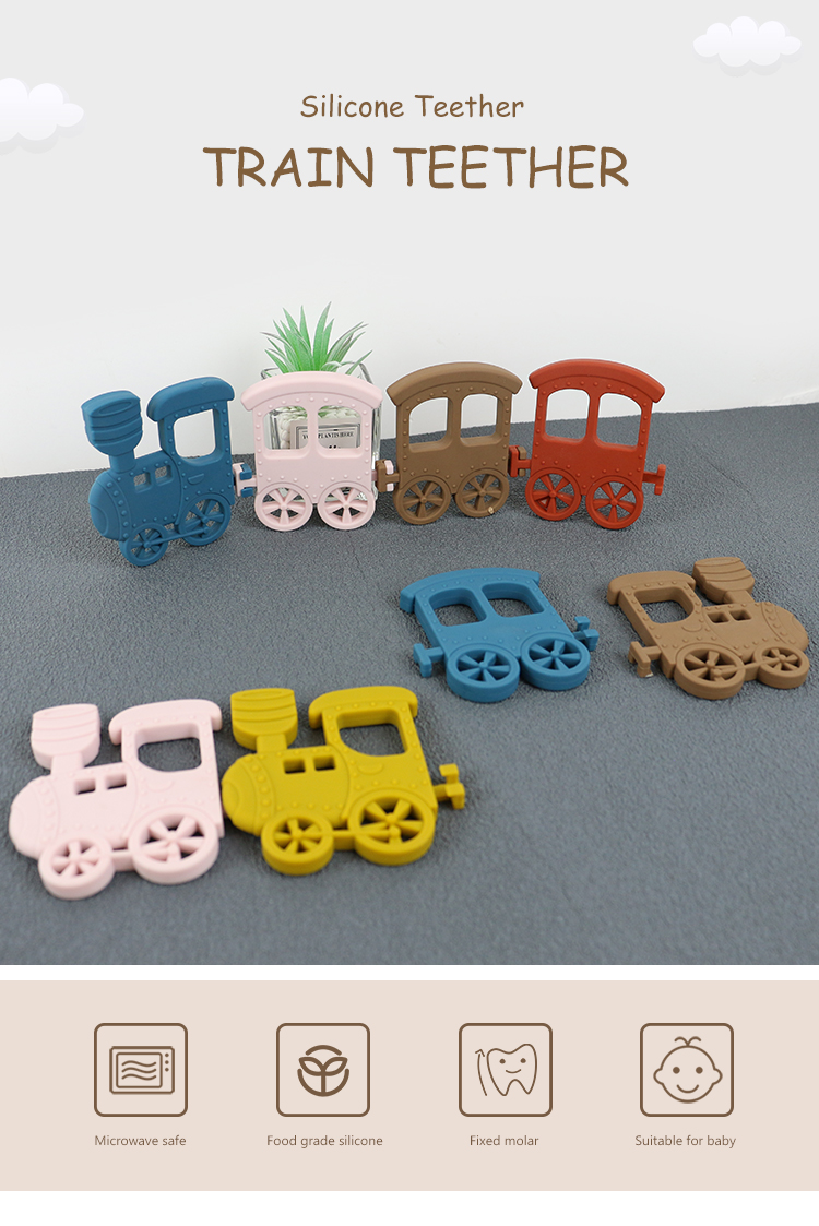 Little Train Silicone Baby Teether For Necklace Toy Non Toxic