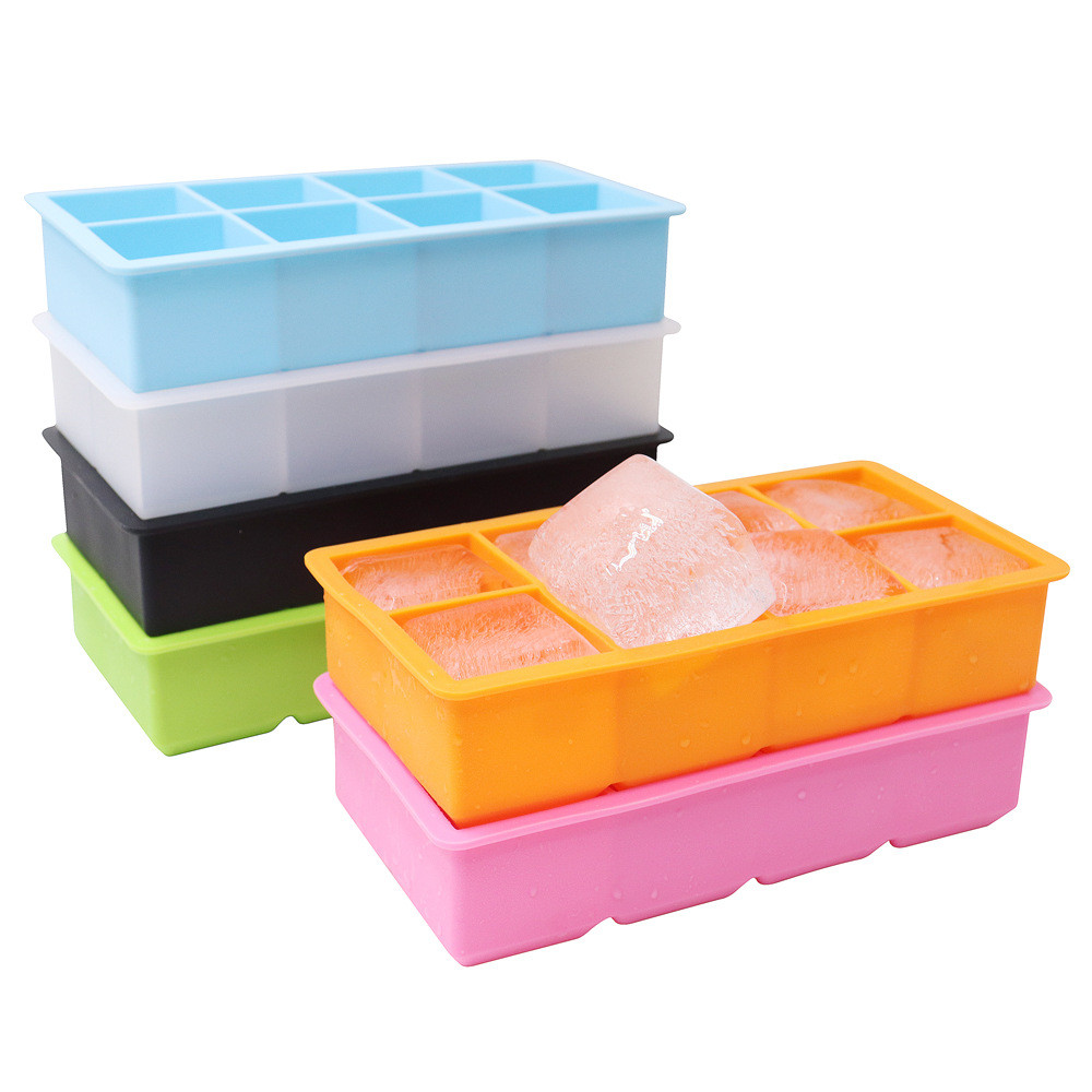 Easy To Clean Pink Silicone Ice Cube Trays Leak Proof Lid BPA Free Large Size Ideal for Cocktails Whiskey Baby Food