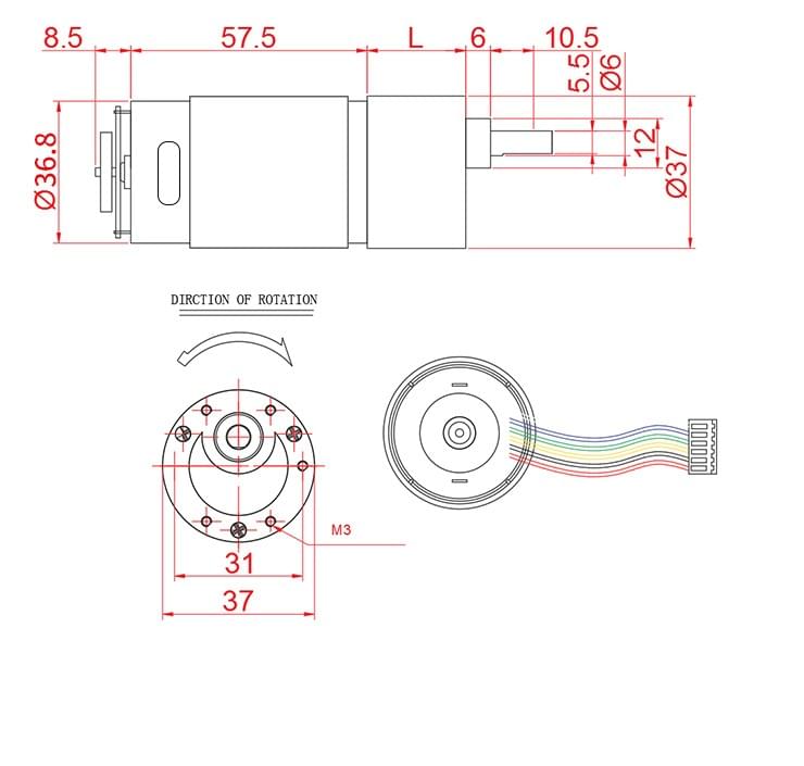 DC Motor with encoder 37mm JGB37-555B 37mm 24v motor with encoder