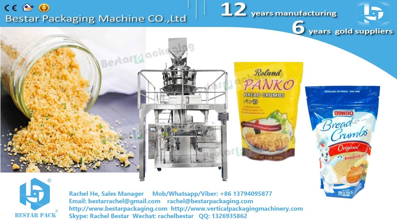 Breadcrumbs zipper pouch packaging machine