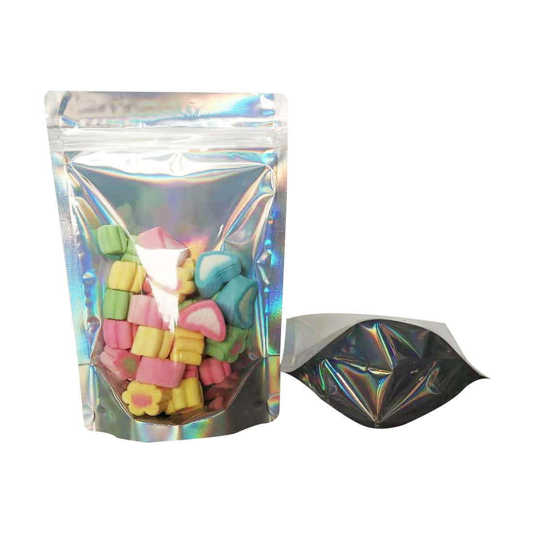 Food Grade Holographic Stand Up Pouches for Food Packaging with Zipper