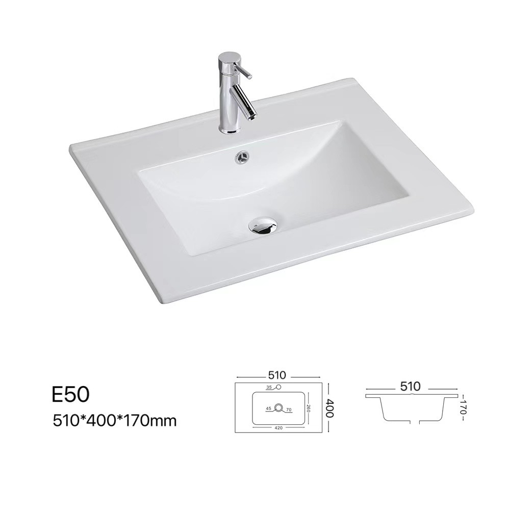 European Types Cabinet Basin Counter Top Vanity Basin Rectangular Thin Washbasin