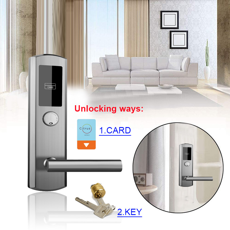 Sus304 Hotel Key Card Door Entry Systems RFID Hotel Card Reader Door Locks