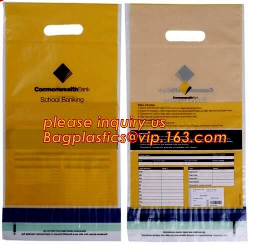 Security plastic bag with adhesive tape for cash, plastic money bag, Security Money Cash Bag For Airport/Bank and police