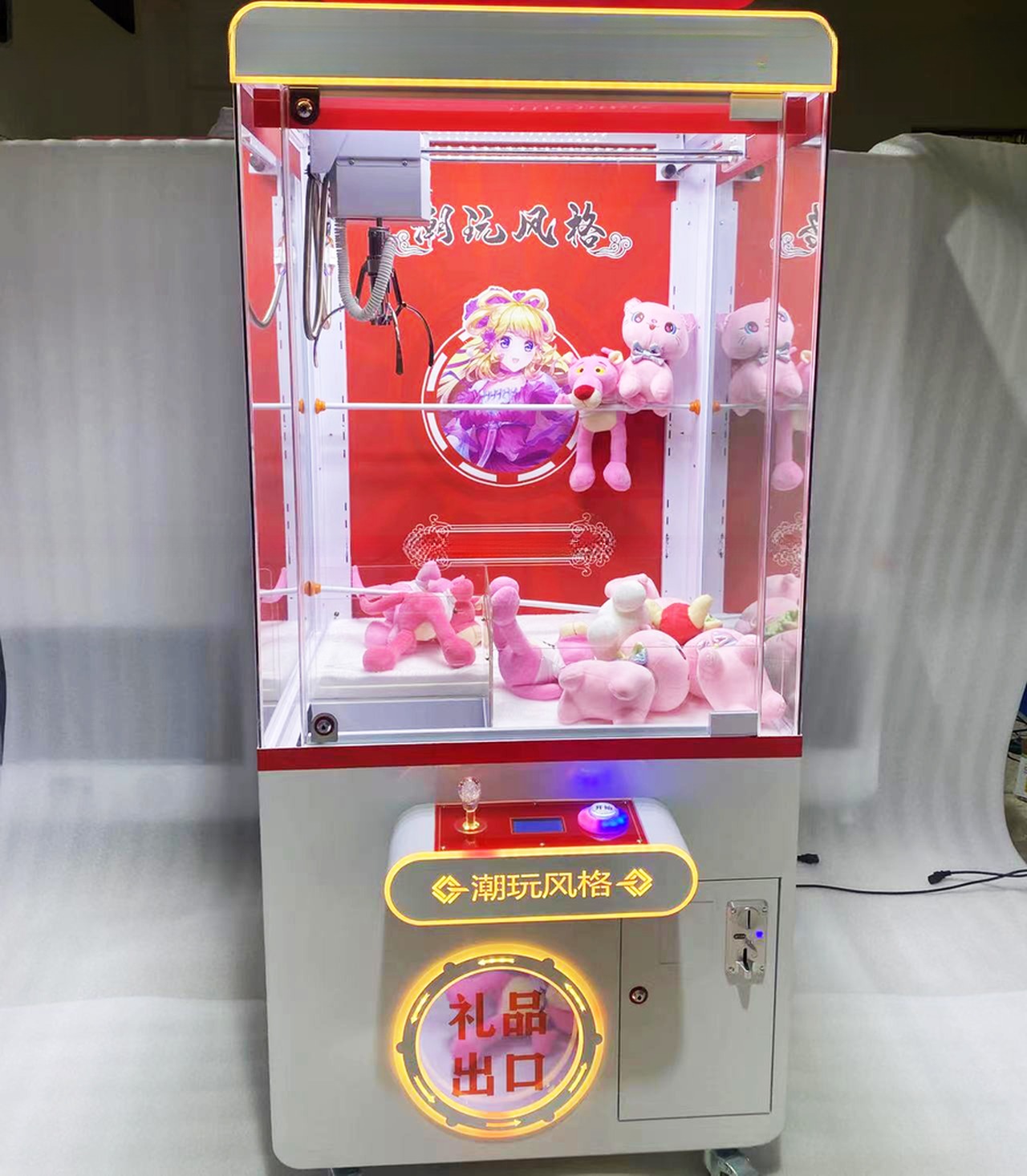 ODM OEM Customized coin operated adjustable vending stuffed toy doll claw game machine for shopping mall
