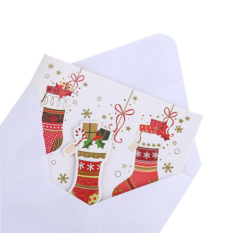 Factory Directly Merry Christmas Greeting Card with Envelope Packed in PVC / PET Box