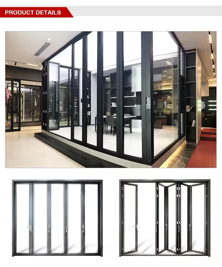 Customized Aluminium Folding Glass Door For Balcony With Double Triple Glazing