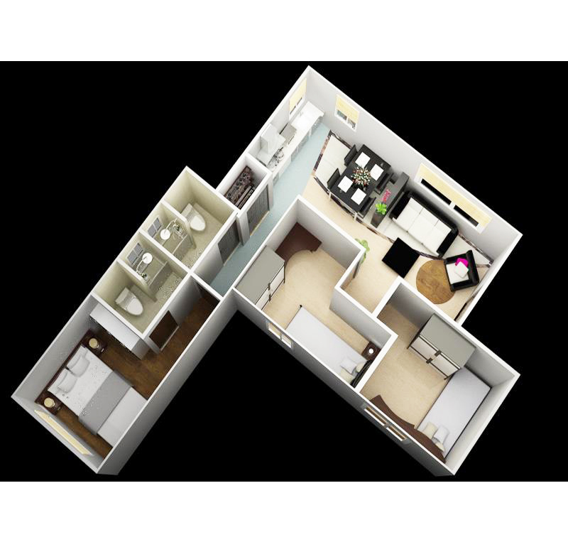 20HC Three Bedrooms Modular Shipping Container House