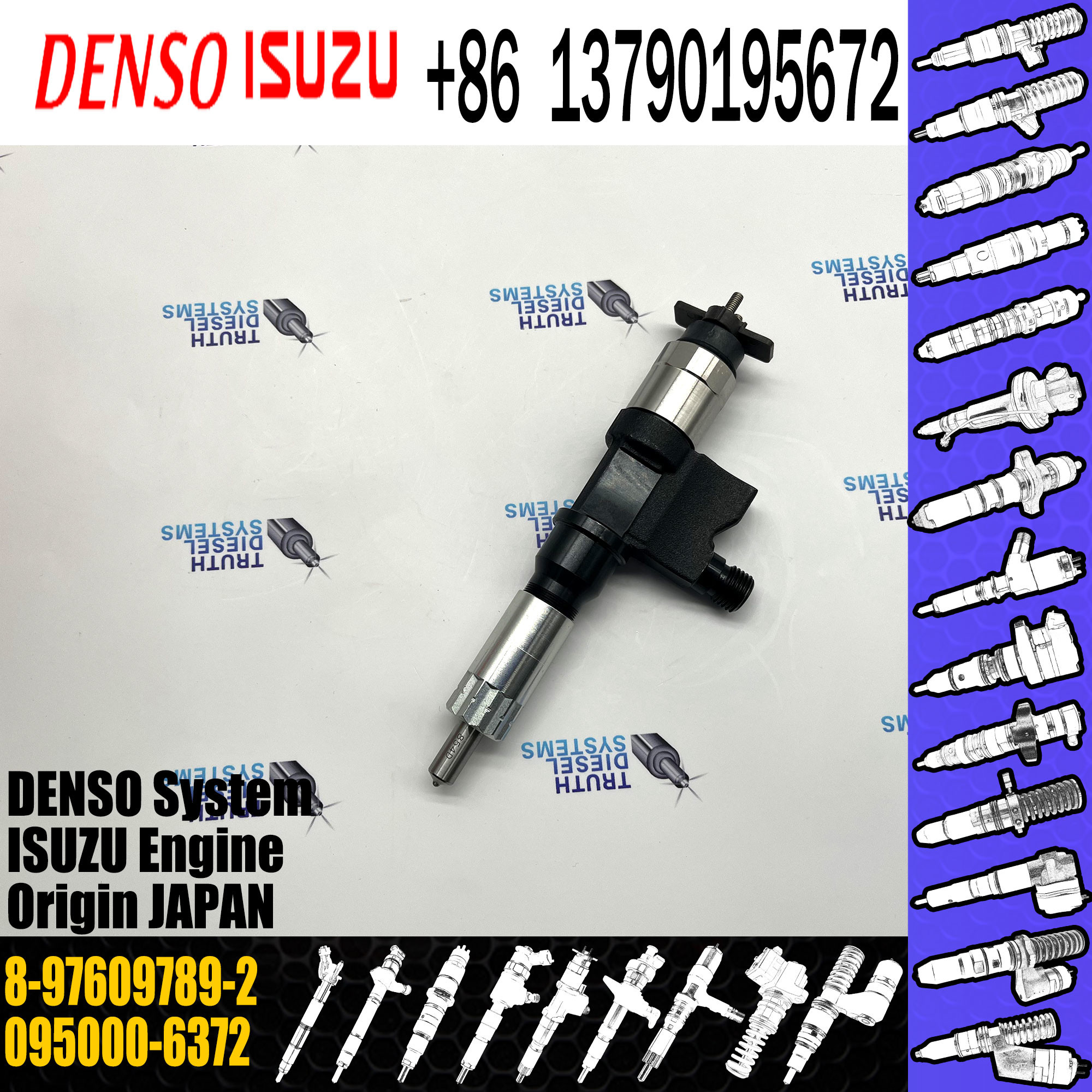 Good Quality Diesel Common Rail Fuel Injector 095000-6372 8-97609789-2 For ISUZU