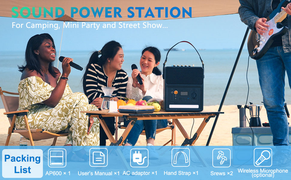 800W Portable Power Station for Outdoor Party Karaoke Speaker Microphone Battery Camping 14kg