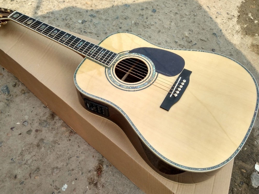 41" D45e Style Ebony Fretboard Top Quality AAA Solid Top Acoustic Electric Guitar