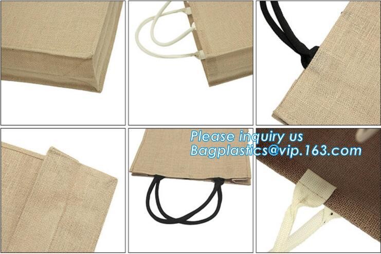 Multifunctional jute bag with low price,Natural Burlap Tote Bags Reusable Jute Bags with Full Gusset,shoulder strap plai