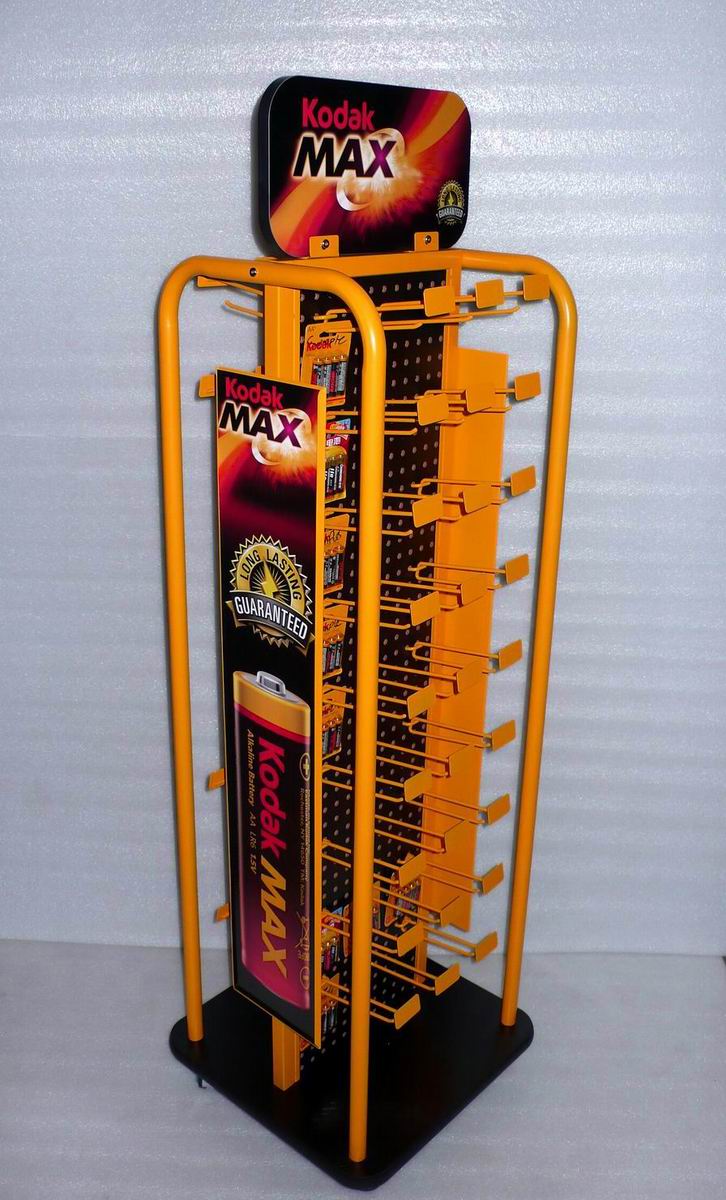AAA Battery Point Of Sales Displays Counter Display Stand With Hanging Hooks