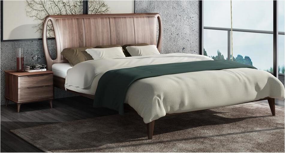 2017 New design of Interior Fitout Apartment Furniture Doube / King bed by Walnut wood for hot sale