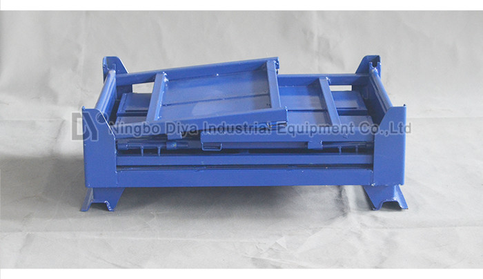 Blue Steel Warehouse Storage Racks , Industrial Steel Folding Turnover Pallet Box