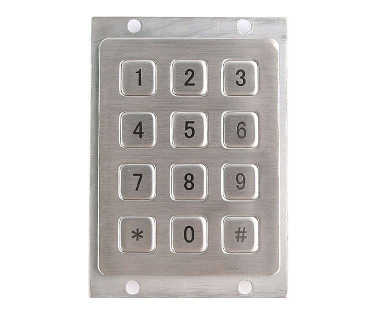 Factory supply 3X4 matrix higher quality aluminum keypad piezo keypad with 12 flat keys