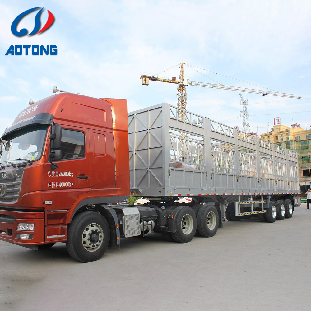 50 Ton Capacity Low Boy Truck Semi Trailer with Hydraulic Ramp and Main Beam Q345B