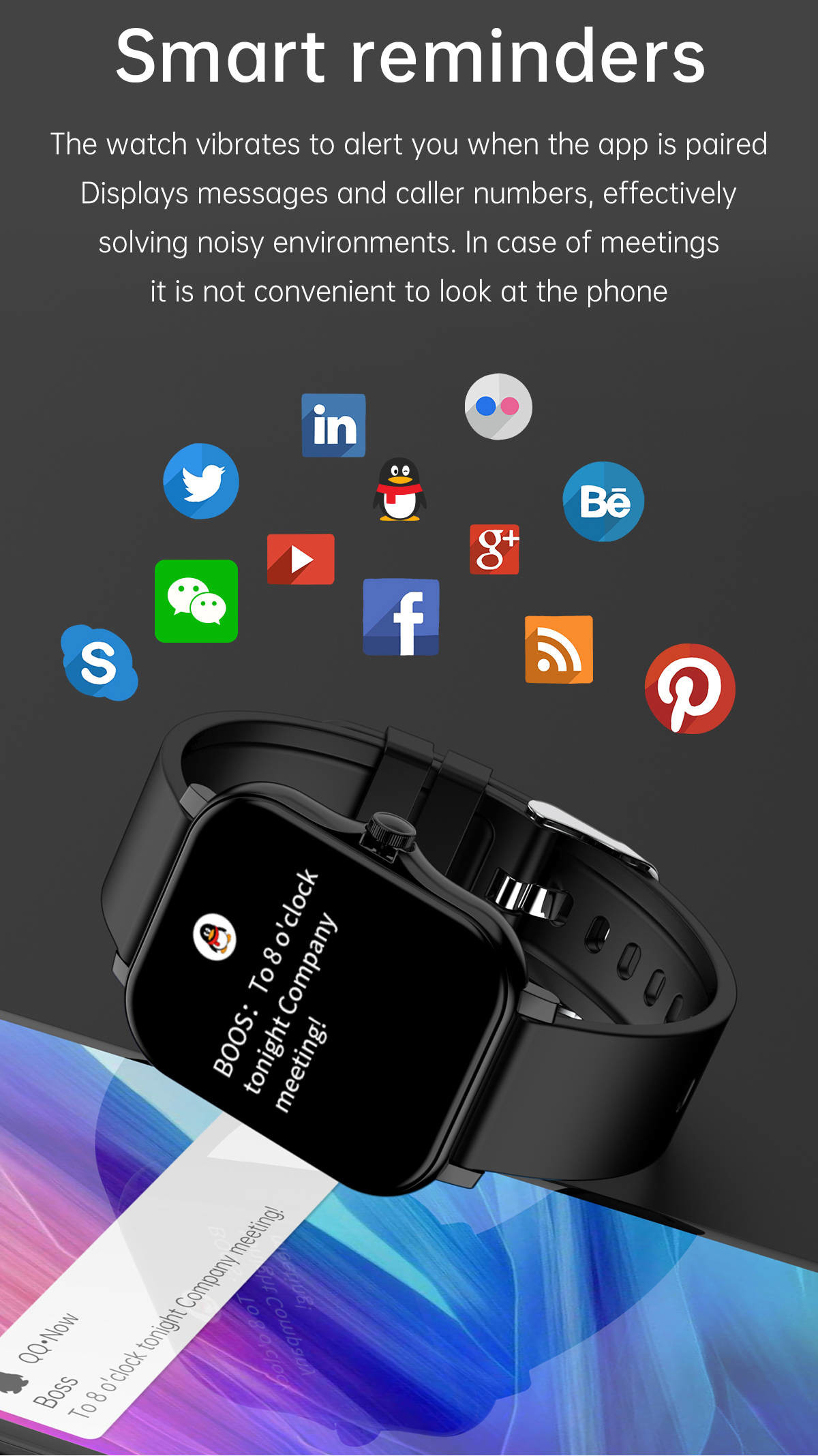 1.75 Inch Smart Bracelet Watch Large Dispaly IP67 Waterproof Exercise Tracking For Men