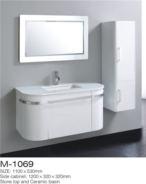 Waterproof Bathroom Sinks And Vanities / Modern Bathroom Vanities MDF Material