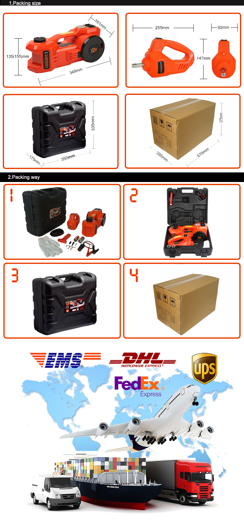 5 Ton Electric Hydraulic Jack Kit With Electric Wrench Air Compressor