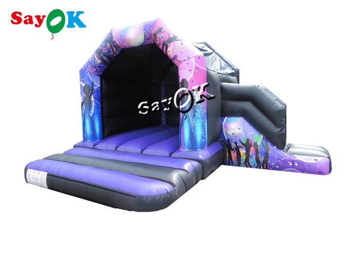 15x18ft Inflatable Disco Dome Bounce House With Slide Digital Printed