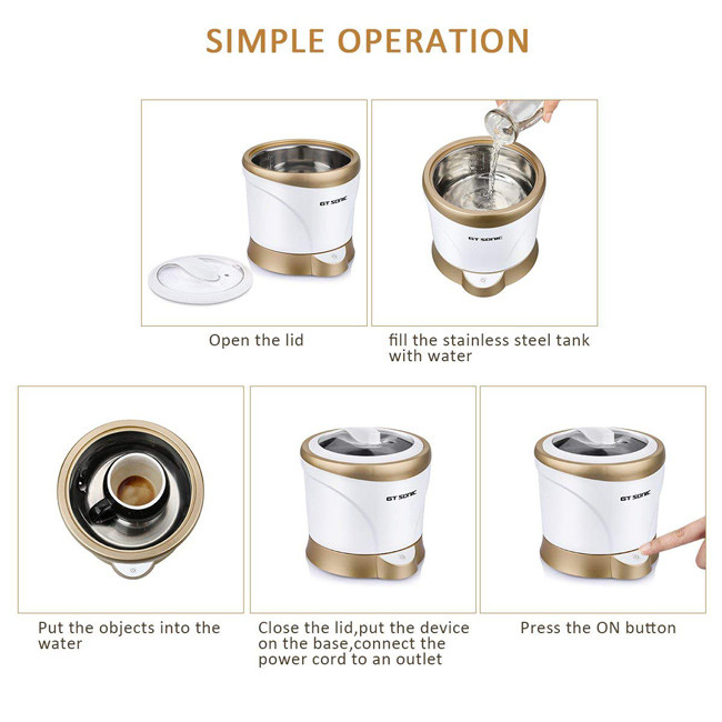 Detachable Sonic Ultrasonic Cleaner 1400ml Coffee Tea Cup 40kHz 35W SUS304 Tank