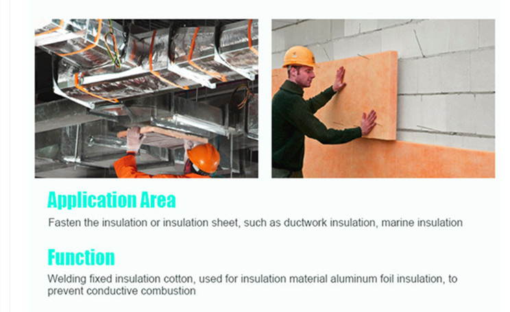 50mm Galvanized Self Stick Insulation Pins With Aluminum Pins