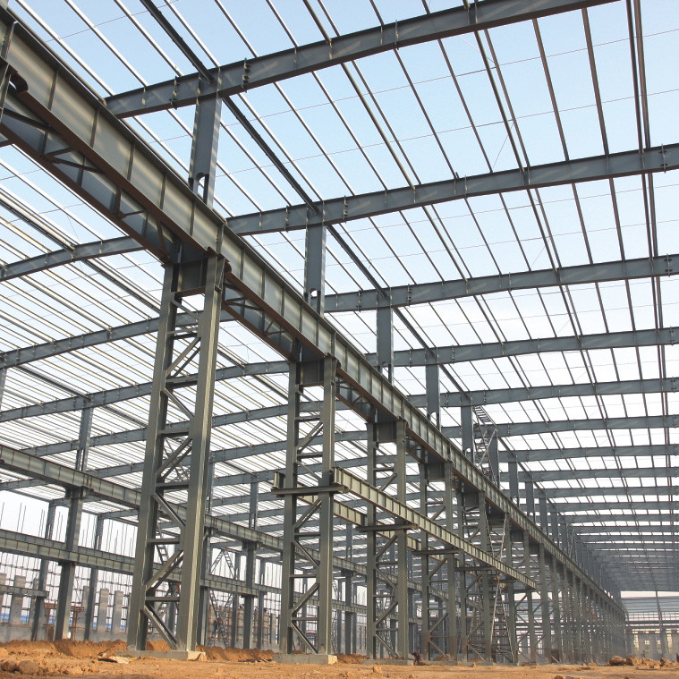 Q235 GB Steel Portal Frame Building Construction 0.6mm Roof Rigidity