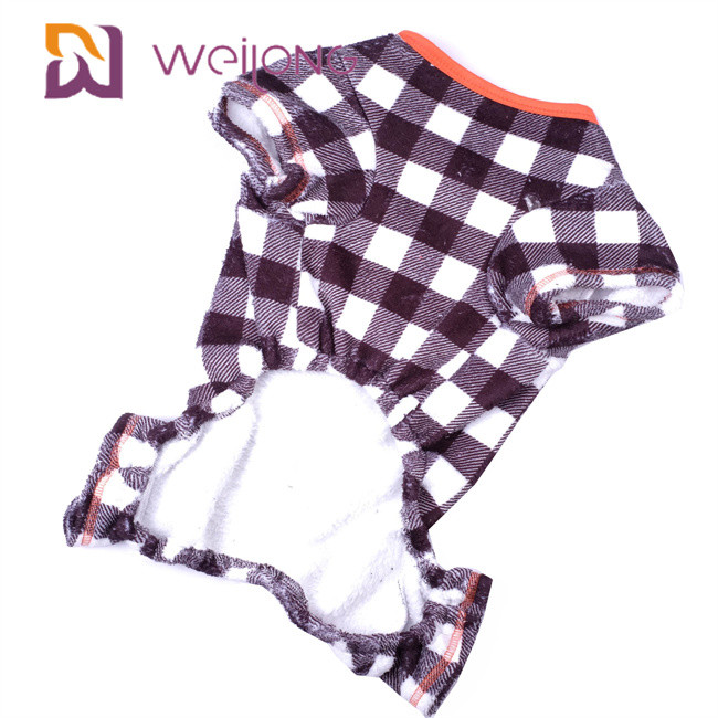 Rubber Print Pumpkin Fleece Dog Pajamas Halloween Plaid Dog Pajamas