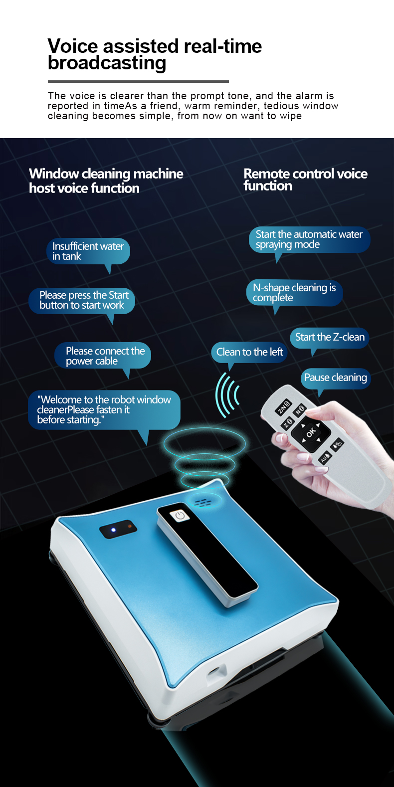 500mAh Automatic Window Washer Wifi Bluetooth Commercial Window Cleaning Robot