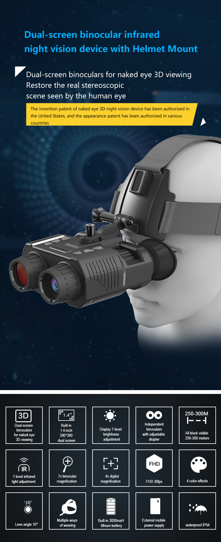 Binocular Infrared Night Vision Camera Naked Eye 3D Viewing Scope For Wildlife