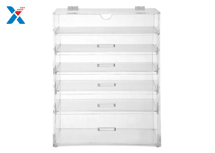 6 Tier Acrylic Cosmetic Makeup Organizer , Clear Cube Makeup Organizer With 5 Drawers