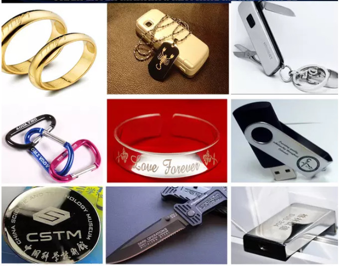 Portable Fiber Laser Marking Machine With Rotary For Bearing Pigeon Ring Jewelry Engraving