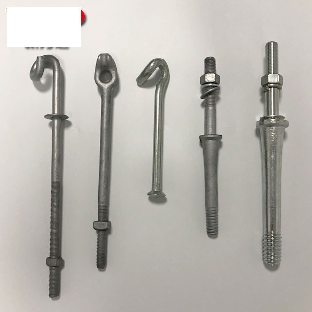 Forged Steel Galvanized Guy Wire Anchor / Thimble Eye Anchor Rod For Power Line Hardware