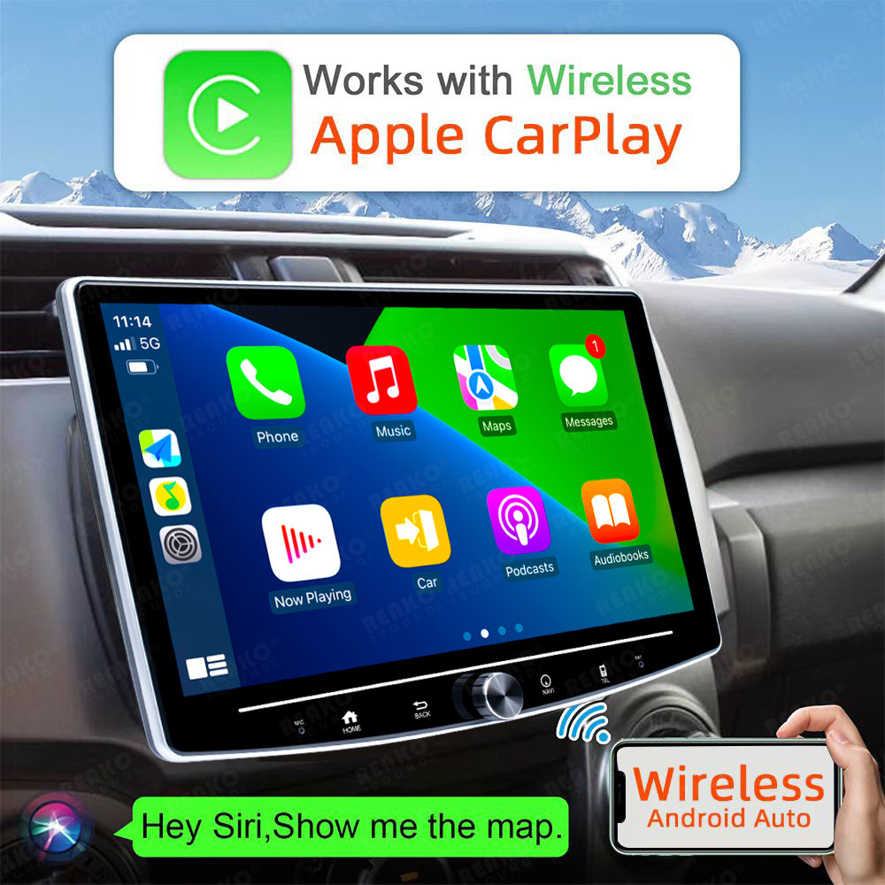 Rotatable 10.1'' Single Din Android Car Stereo Carplay DSP GPS Wifi With Reverse Camera