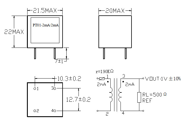 Epoxy Resin Potential Transformer PT01 - 2mA High Permeability Core 500V DC