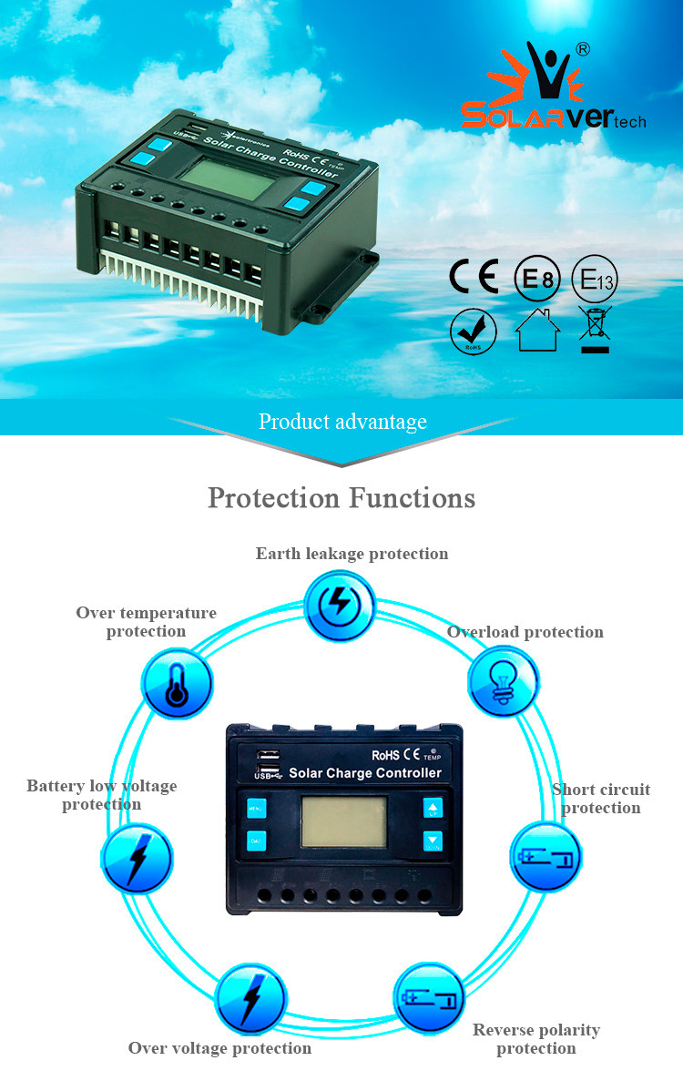 Durable 40A PWM Solar Charge Controller Off Grid With LCD Display