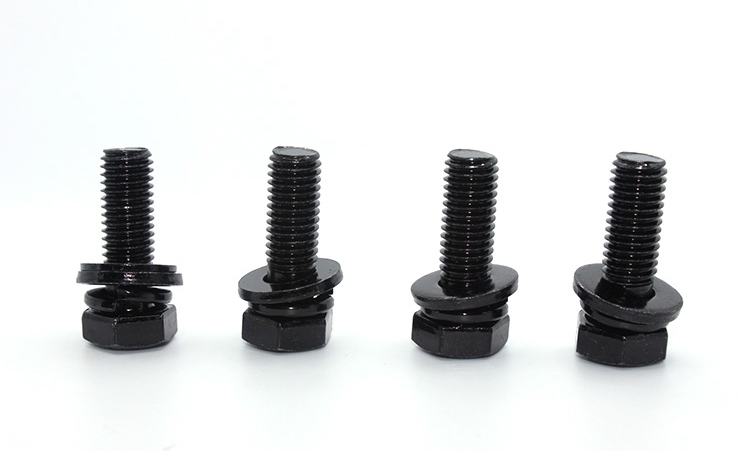 Spring Lock Carbon Steel Black Oxide Hex Bolts Washer Assemblies for Purchase