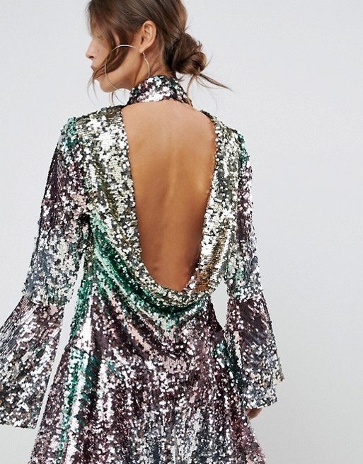 factory manufacturer custom make rainbow mini sequin dress