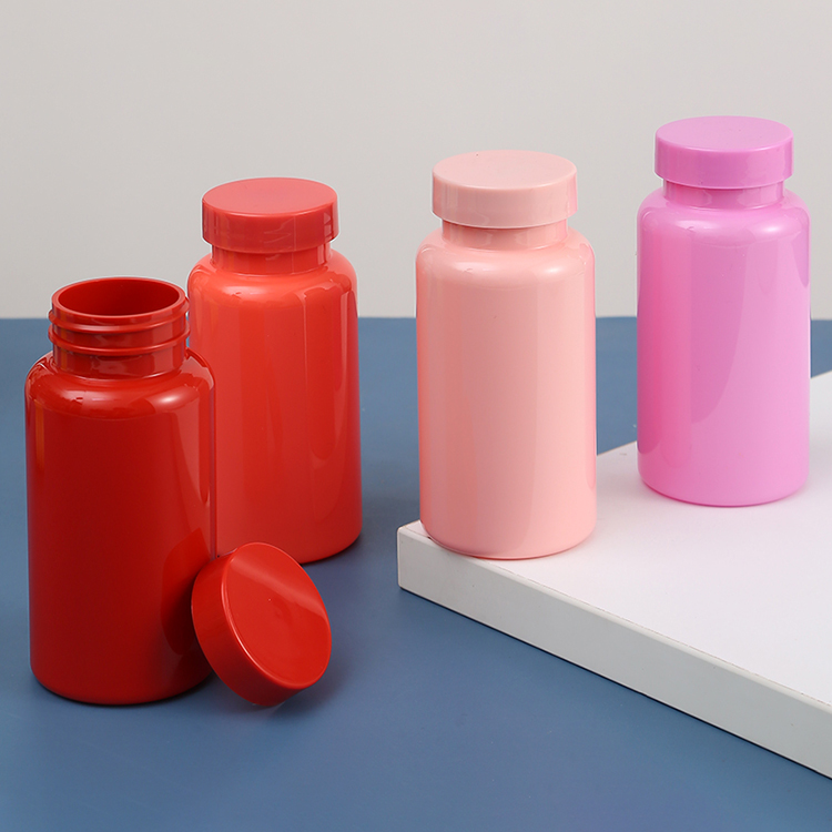 Vitamin Capsule Pill Plastic Bottle Packaging 150Ml Red Pink Empty Supplement
