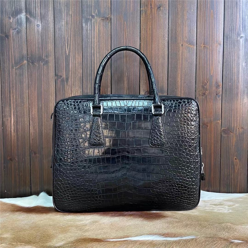 Authentic Crocodile Skin Key Lock Zipper Closure Businessmen Laptop Briefcase Genuine Alligator Leather Male Large Totes