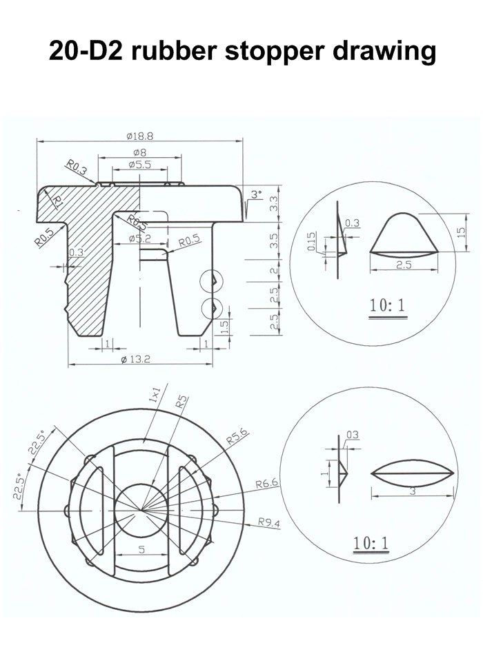 Custom 20mm 20-D2 Medical Butyl Rubber Stopper