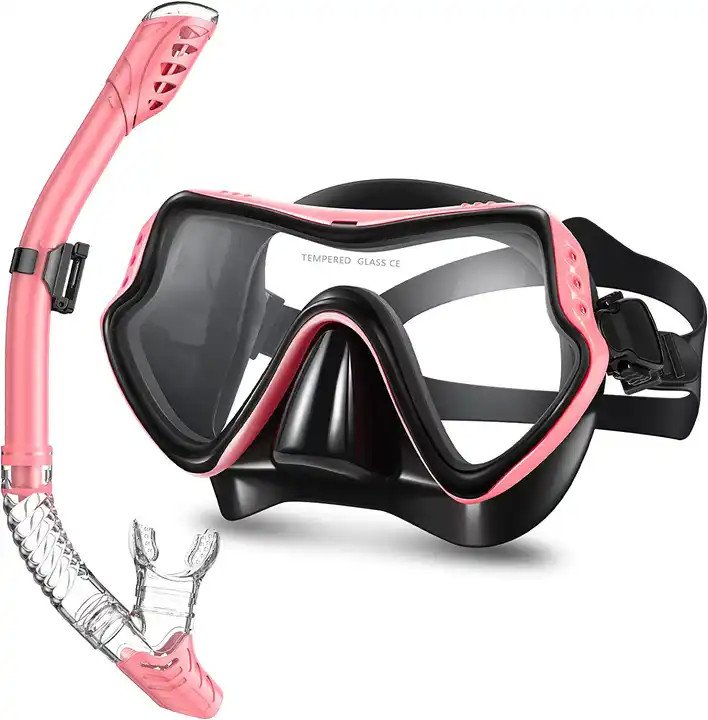 High Quality Adult Snorkel Diving Scuba Set With Anti-Fog Coated Glass Purge Valve And Anti-Splash Silicon Mouth Piece