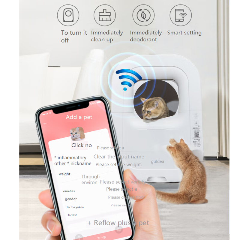 Cat Litter Box Large Automatic Self Cleaning Box with APP Control and Customized Color