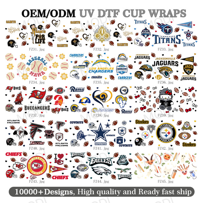 Hello Kitty Custom Logo UV DTF Transfer Cup Wrap Stickers For Glass Tumblers And Rugby Sports Balls