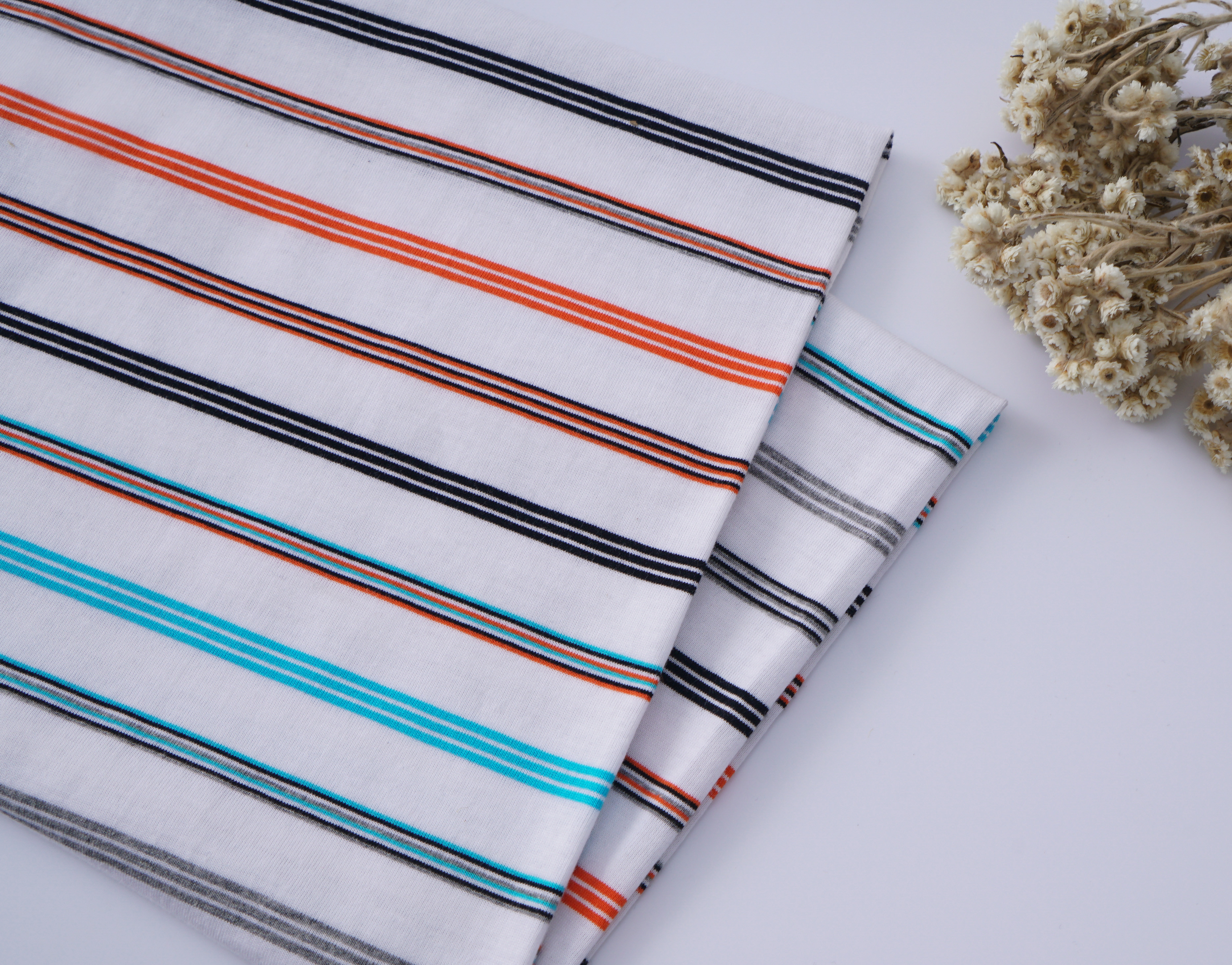 Breathable And Environmentally friendly and healthy ​Striped Material Fabric For T-Shirt