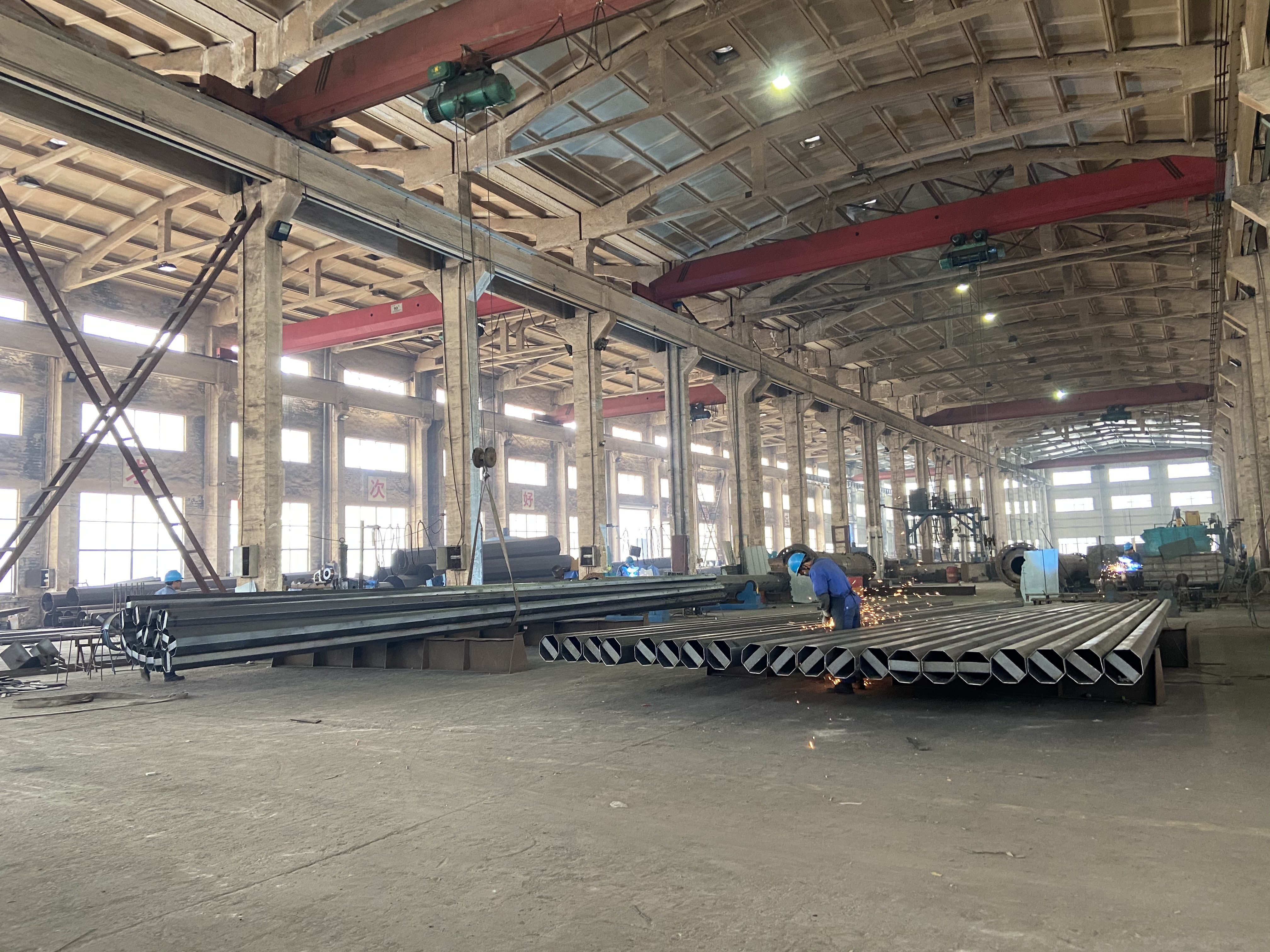 9M 10M Electric Distribution Galvanized Steel Pole tapered steel tube 10 KV ~ 550 KV