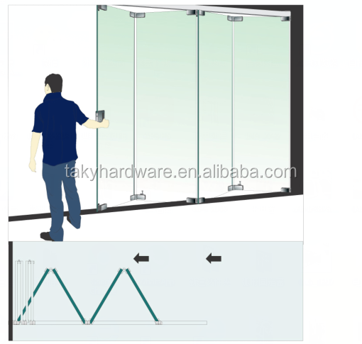 Design Folding Glass Barn Door Stainless Sliding System for Normal Finish Satin/Polish